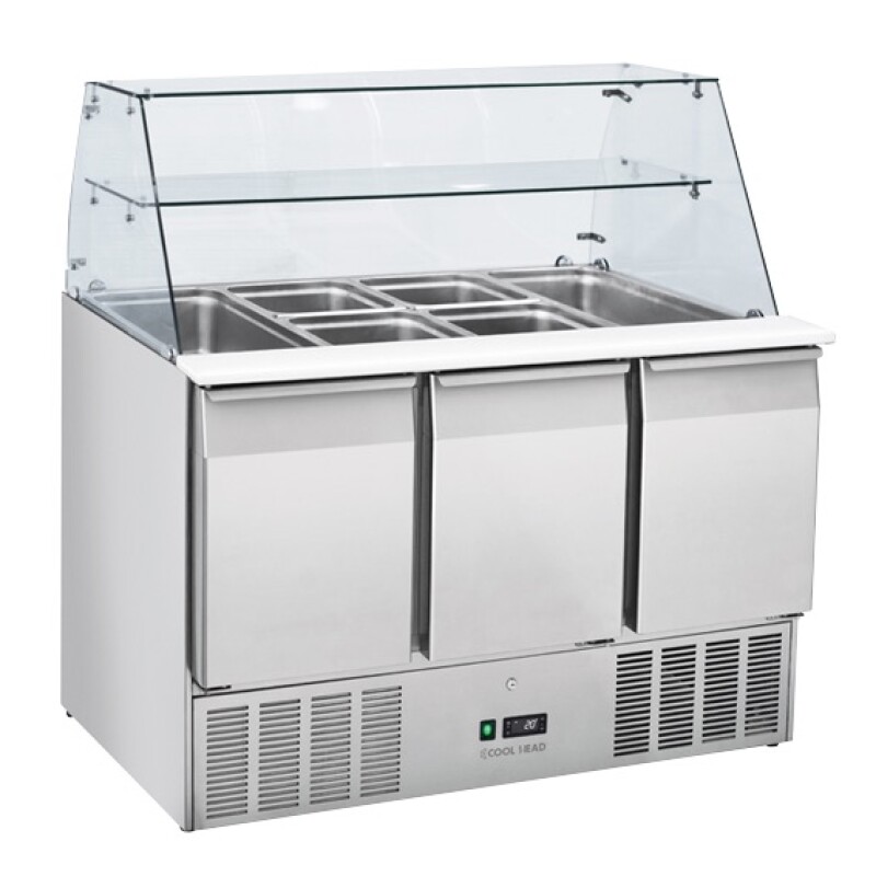 Mostrador refrigerado para ensaladas 3 puertas con cúpula - Coolhead CRQ 93A Mostrador refrigerado para ensaladas 3 puertas con cúpula - Coolhead CRQ 93A