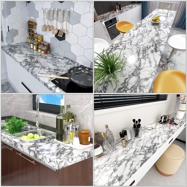 Papel Adhesivo Empapelar Lavable Símil Mármol 60 Cm Variante Mármol Oscuro