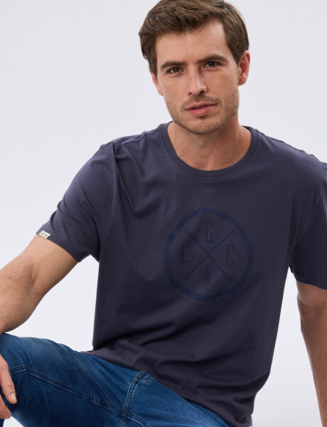 REMERA ESTAMPADA DE ALGODÓN Azul
