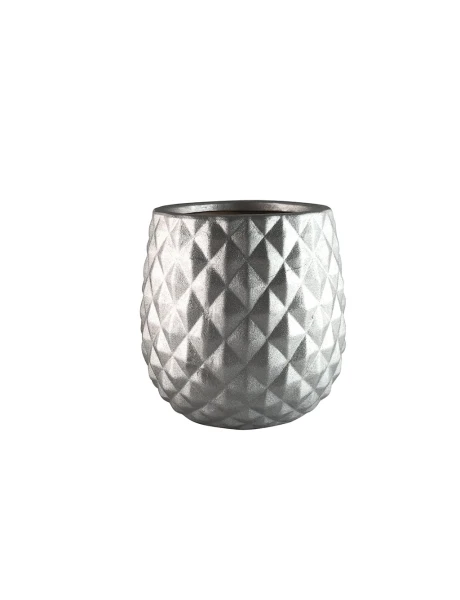 MACETA CERAMICA 13.5X13.5X13CM "ROMBOS" PLATEADO MACETA CERAMICA 13.5X13.5X13CM "ROMBOS" PLATEADO