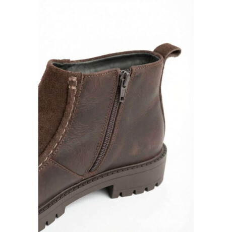 Bota Cuero Combinada Chocolate