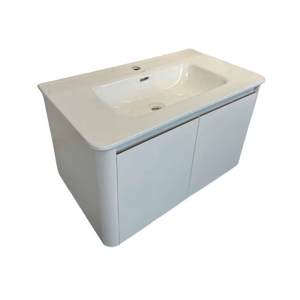 Mueble de baño suspendido Montano Blanco 80 cm con Bacha de Loza Mueble De Baño Suspendido Montano Blanco 80 Cm Con Bacha De Loza