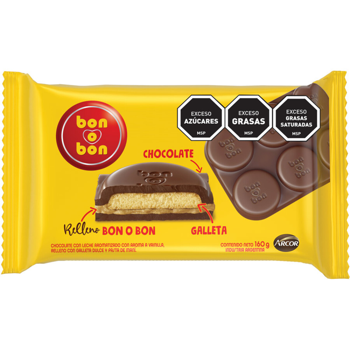 TABLETA CHOCOLATE BON O BON 160G C/GALLETITA 