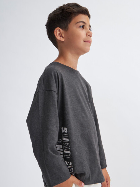 Camiseta manga larga estampada Gris