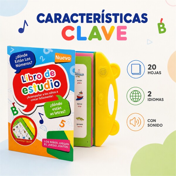 Libro Didáctico Interactivo Bilingüe con 20 Hojas Táctiles DISEÑO 1