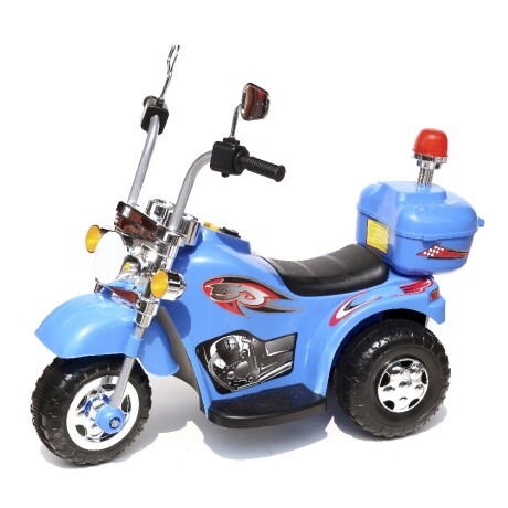 Moto Policía Niños Triciclo Motor Batería con Música y Luces Azul