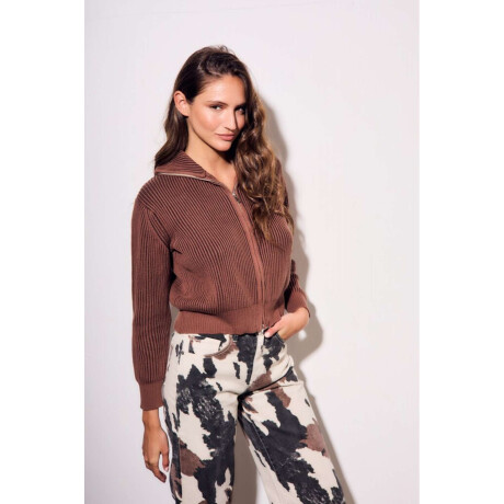 Campera Tejida Algodon Chocolate