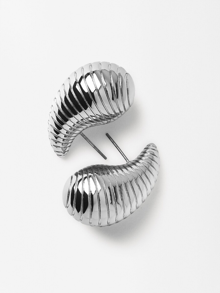 Pendientes De Gota A Rayas plateado