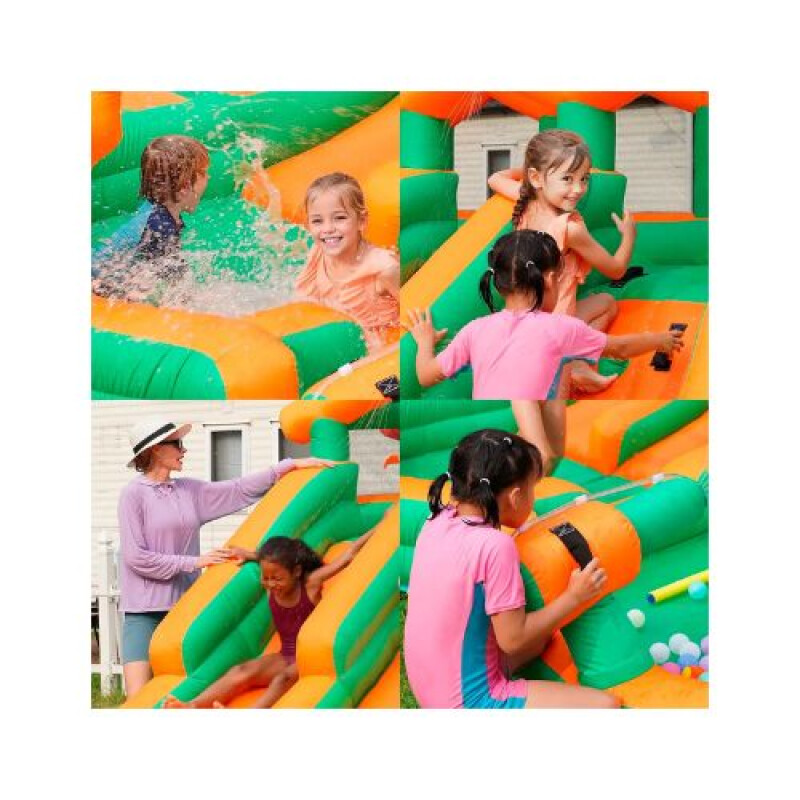 Castillo Inflable Doble Tobogán Naranja - Doctor Dolphin Castillo Inflable Doble Tobogán Naranja - Doctor Dolphin