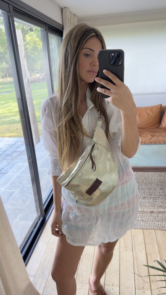 Leather Fanny Pack - Shinny Champagne 