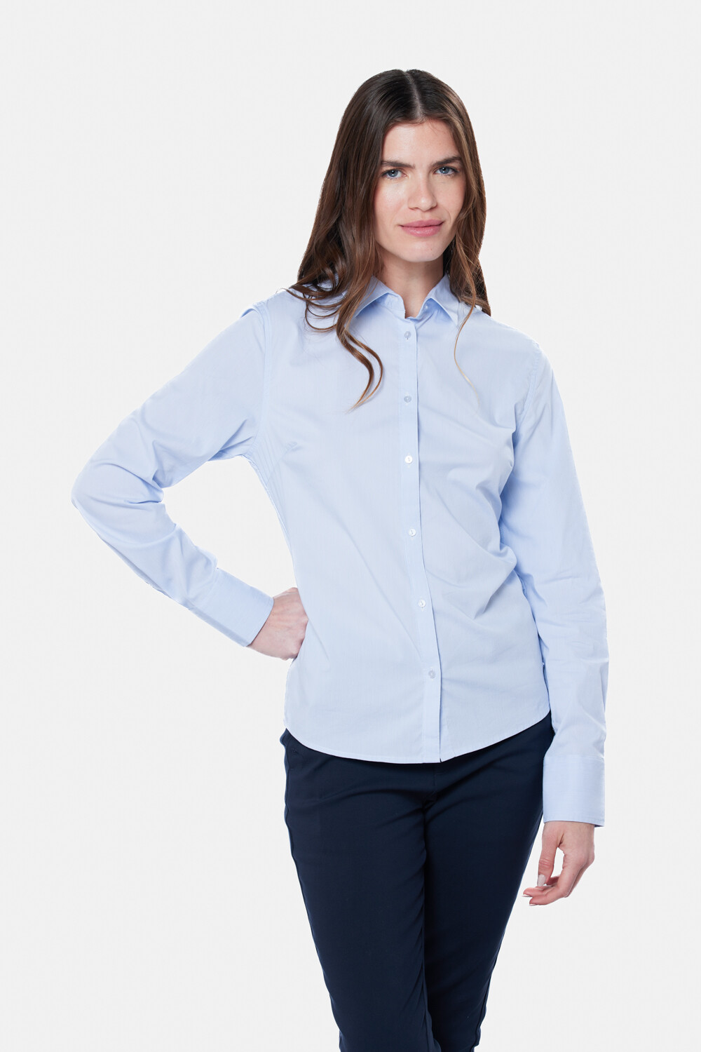 CAMISA RAYADA Celeste