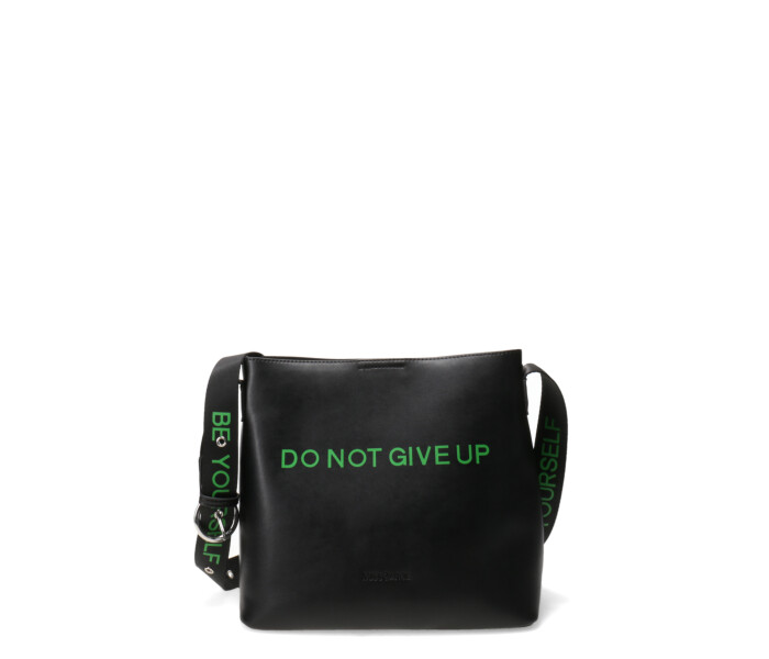 Cartera GIVE UP con frase estampada Black