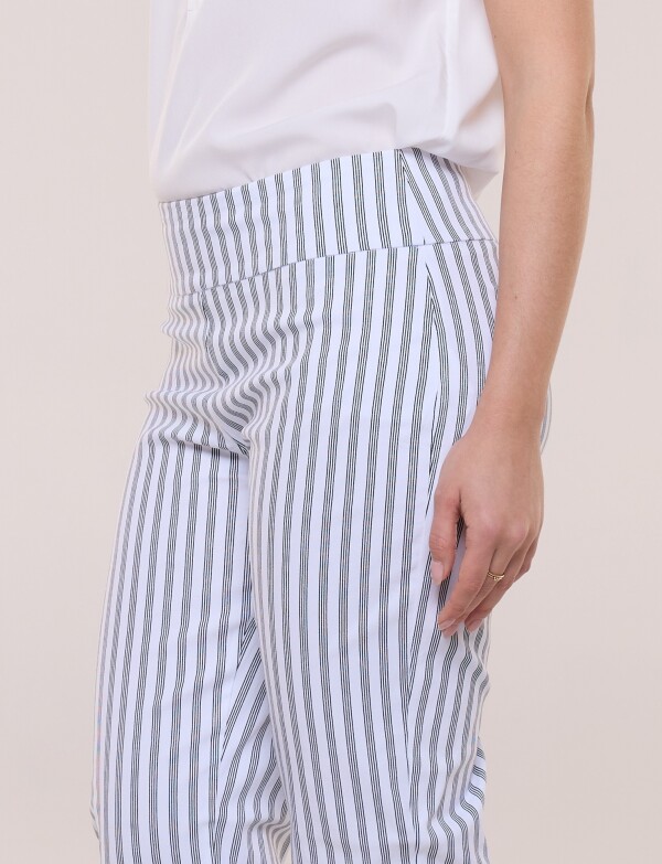 Pantalón Elastizado A Rayas Verticales BLANCO/MULTI