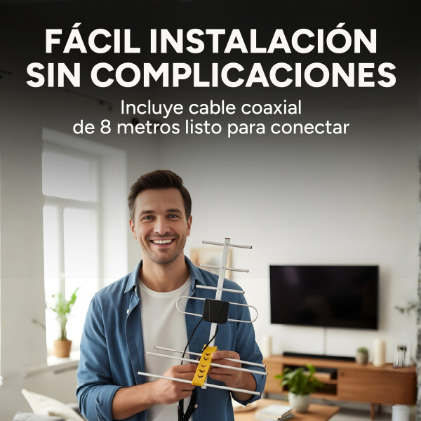 Antena Digital Exterior Soporta Full Hdtv 1080p Tv Canales Color Blanco