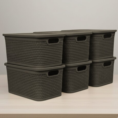 Set x6 Caja simil ratán 7,5 lts CHOCOLATE