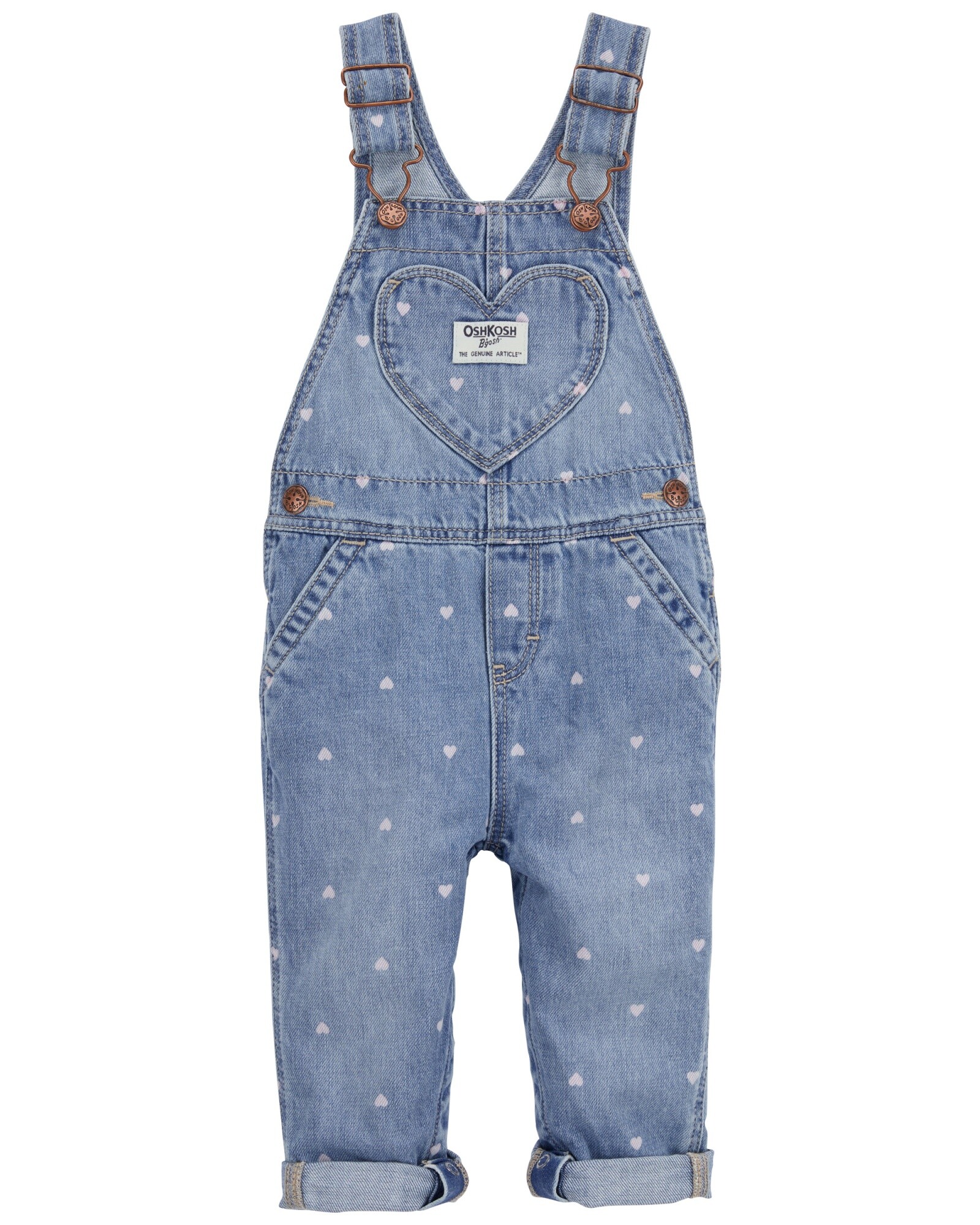 Enterito jean diseño corazones. Talles 3-24M Sin color