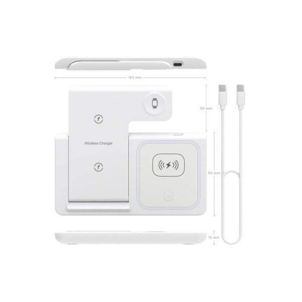 Cargador Inalámbrico 3 En 1 Plegable Color Blanco Cargador Inalámbrico 3 En 1 Plegable Color Blanco