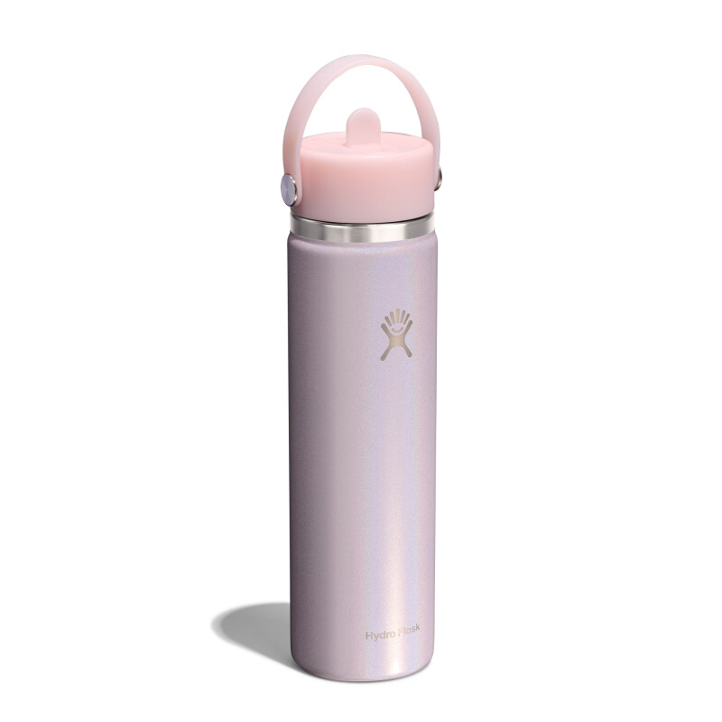 24 oz Wide Mouth with Flex Straw Cap Glimmer Pink