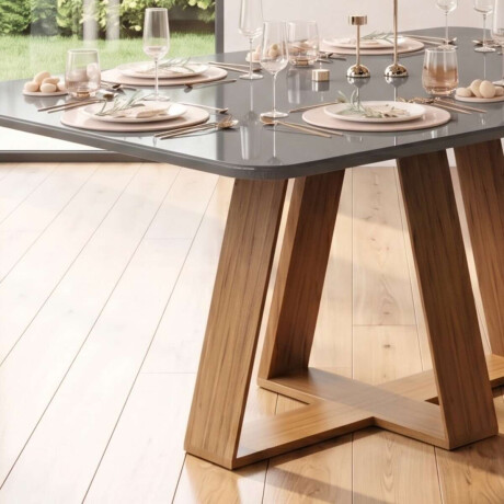 Juego De Comedor 6 Sillas + Mesa Vidrio Celeste Gris