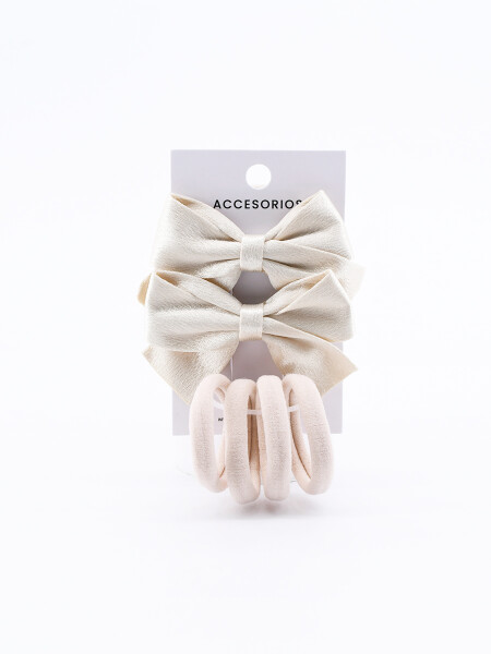 SET COLEROS Y BROCHES BEIGE