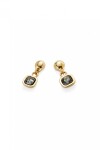 PENDIENTES EN ALEACIAÓN DE METALES BAÑADA EN ORO 18K CON CRISTAL NEGRO Pendiente
