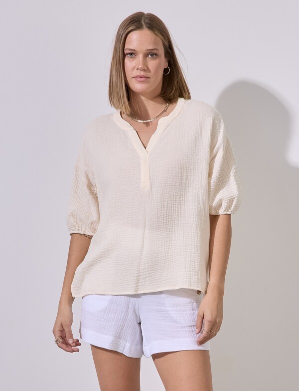 Blusa Algodon Esc V BEIGE