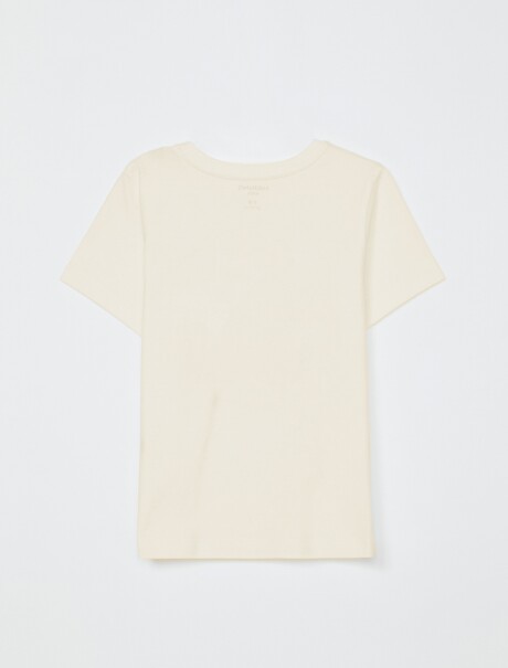 CAMISETA DE NIÑA MANGA CORTA ESTAMPADA BEIGE