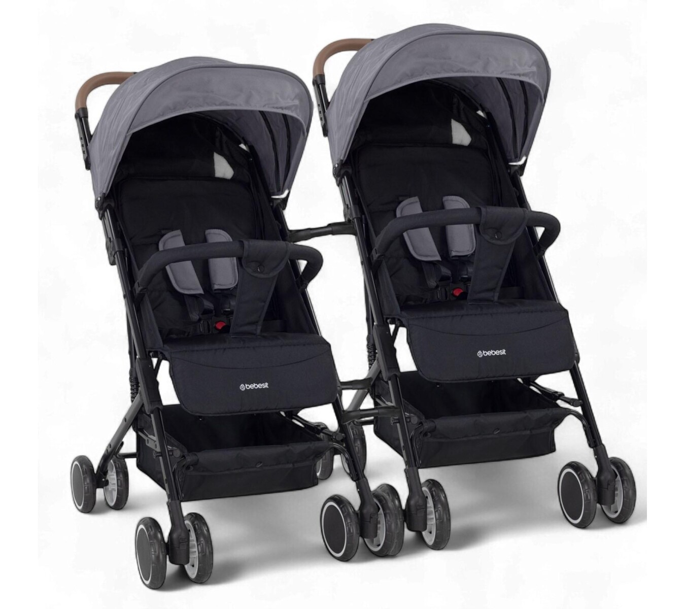 Pack 2 Coches Sprint Gris + Conectores para Mellizos o Hermanos 