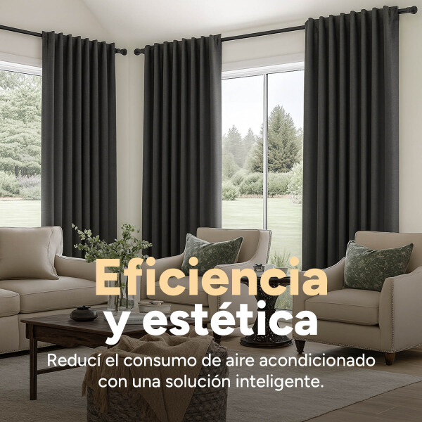 Cortina 100% Blackout 2Paños 140x220 Textura Lino Doble Faz Variante Color Gris Oscuro