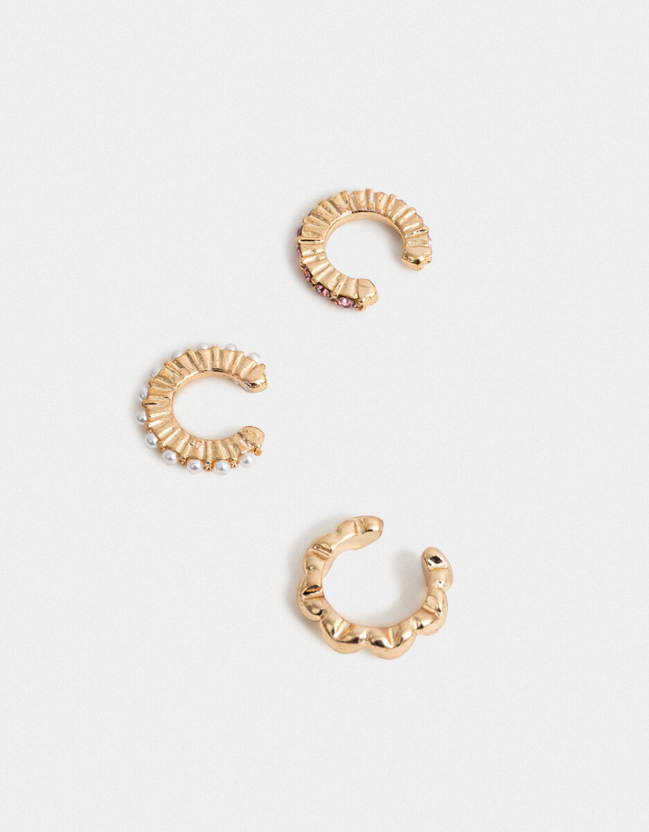 Set De Aros Earcuffs Dorado 