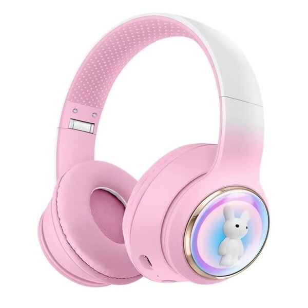 Auriculares Bluetooth Inalambricos Infantiles Rgb Conejo Mic Variante Color Rosa