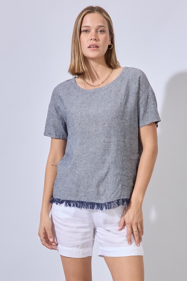 Blusa Lino Flecos GRIS