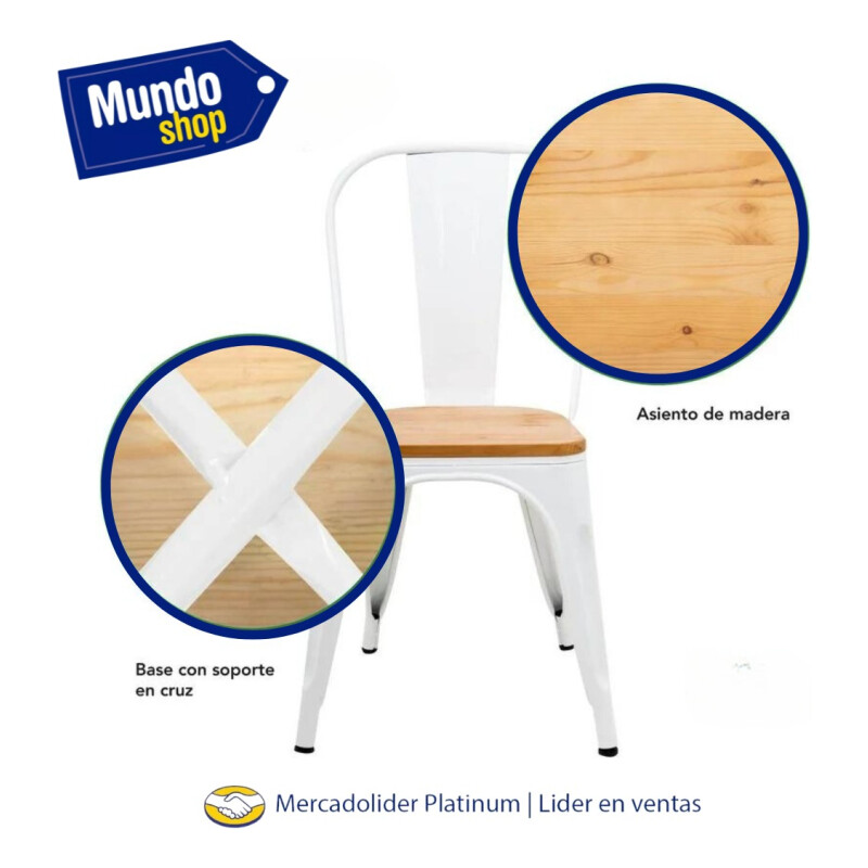 Silla Tolix Reforzada Madera Interior/exterior Metalica Gris