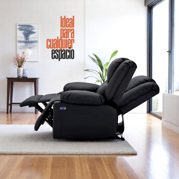 Sofá Sillón 2 Cuerpos Reclinable Masajeador Electrico Living Color Variante Negro