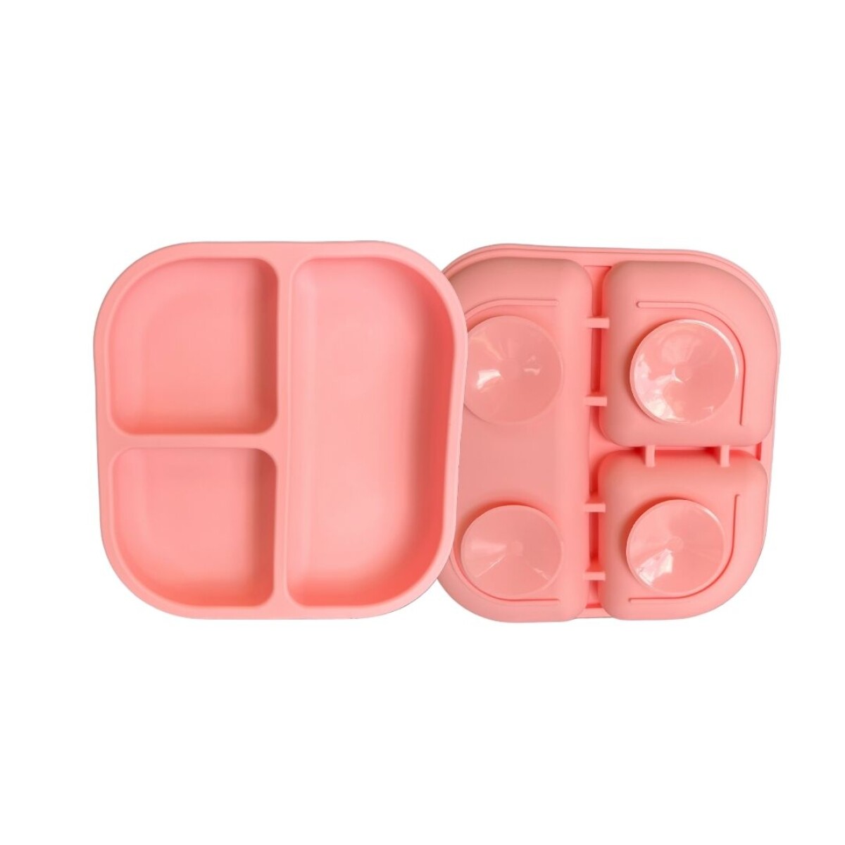 Plato Comida Bebe Infantil Silicona Libre Bpa Con Ventosa - Color Rosa 