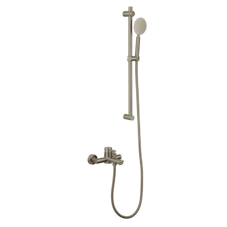 GRIFERIA DE DUCHA EXTERIOR LINEA VISEU AQUALIA VOLANTE PALITO ACERO INOX CON BARRA, TELEFONO, FLEXIBLE 000