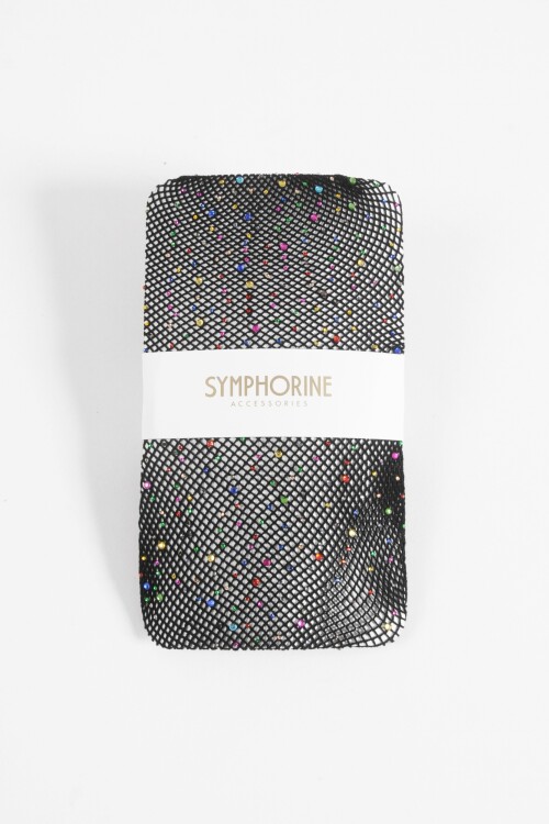 Medias can can de red con completas gemas negro