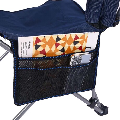 Silla de Tela Plegable Posa Vaso y Bolso Camping Playa Pesca Azul