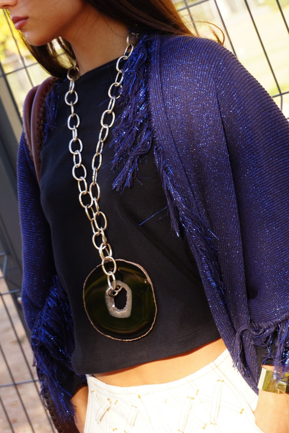 Agata Chain Necklaces Negro