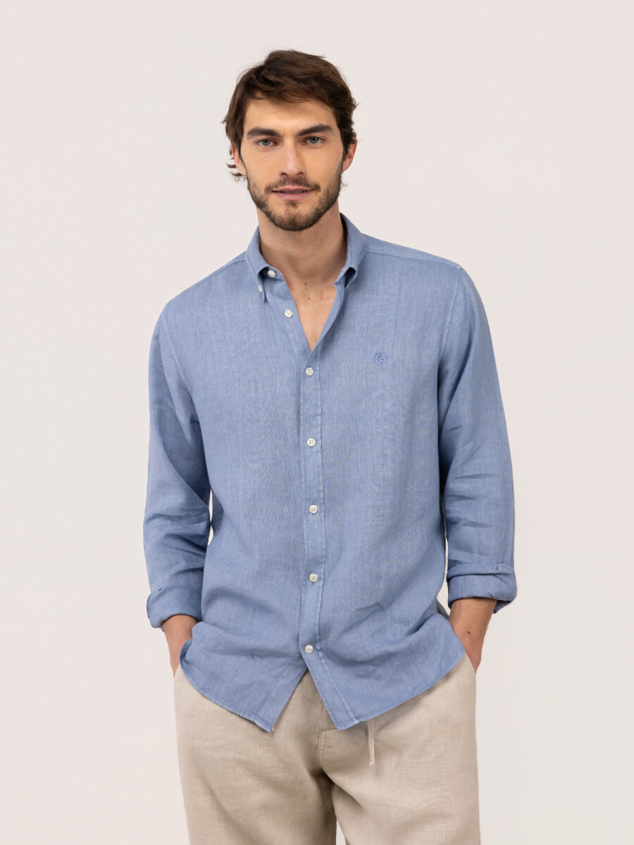 Camisa Lino - Azul Medio 