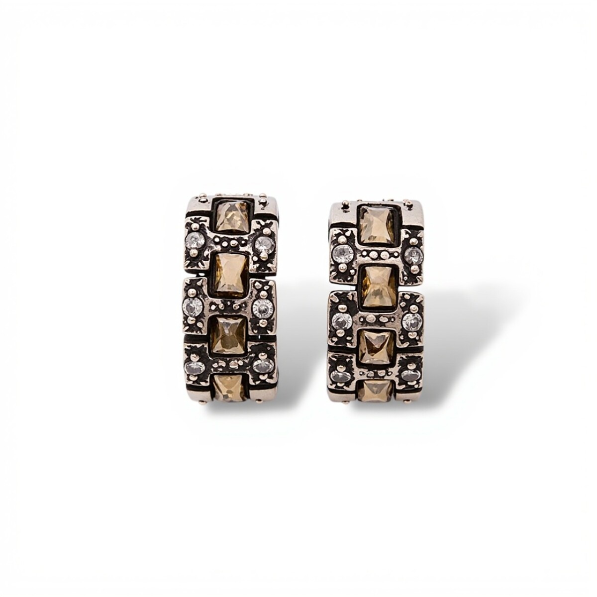Caravanas Medio aro Zirconia-Plata y oro-Zirconia-CA5068 - sinpiedra 