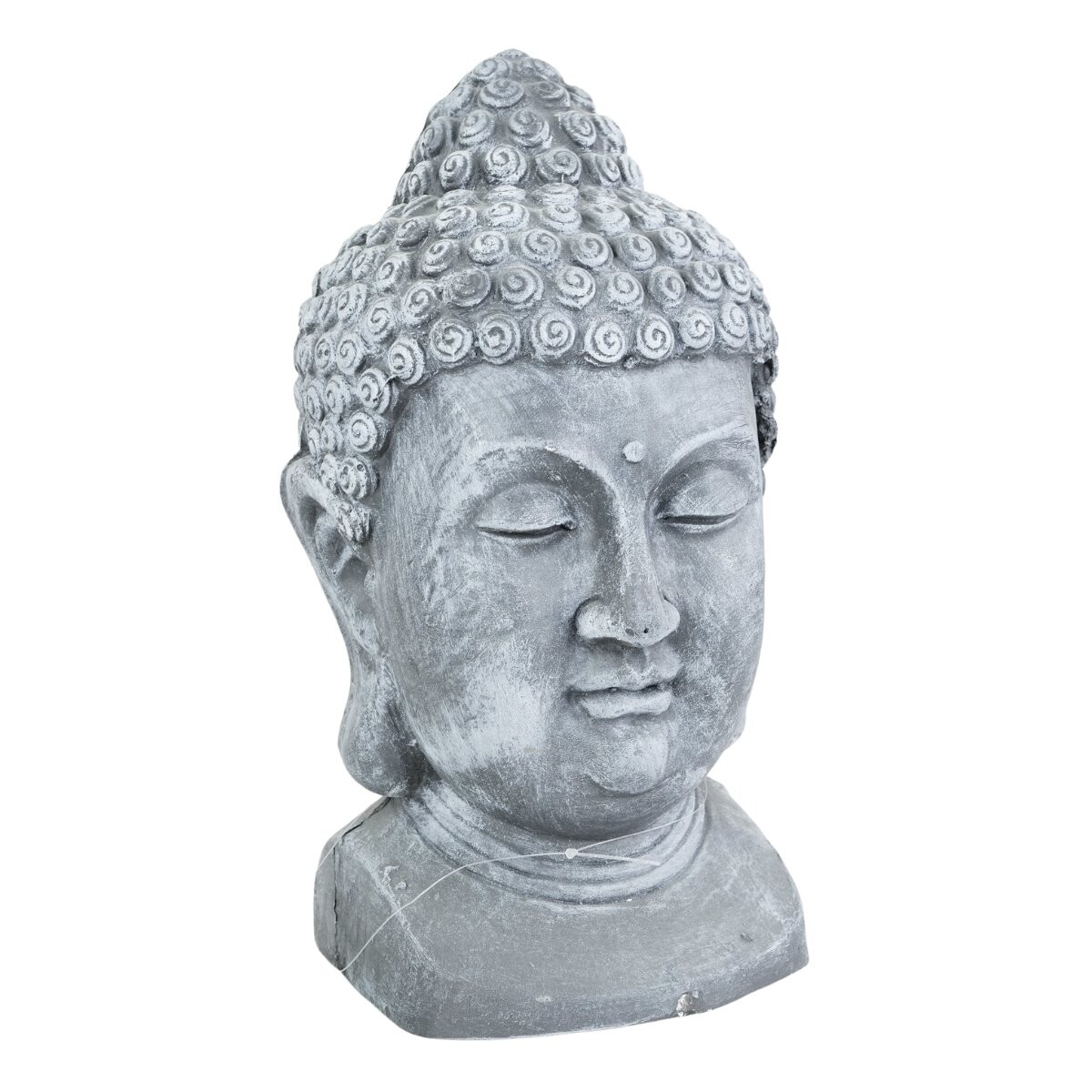 Escultura Busto Cabeza De Buda Poliresina Gris 39cm Decoración Zen 