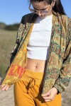 Campera bomber de seda Mostaza