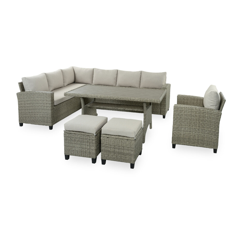 SET DE COMEDOR EXTERIOR RATTAN-SINTETICO NATURAL-BEIGE HAWAI