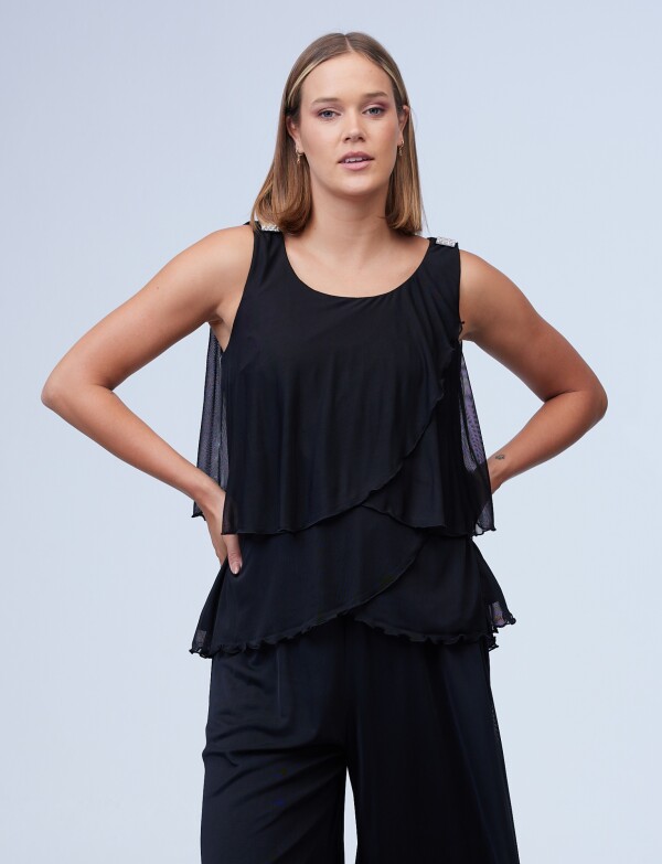 Blusa Tul Capas NEGRO