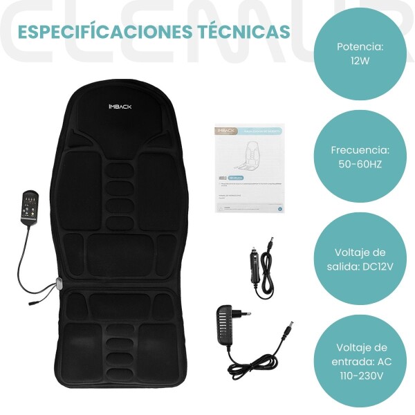Masajeador Espalda Electrico Asiento para Casa y Auto Portatil Profesional MSJ014 Masajeador Espalda Electrico Asiento para Casa y Auto Portatil Profesional MSJ014
