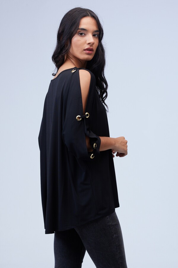 Blusa Oversize Manga Aros NEGRO