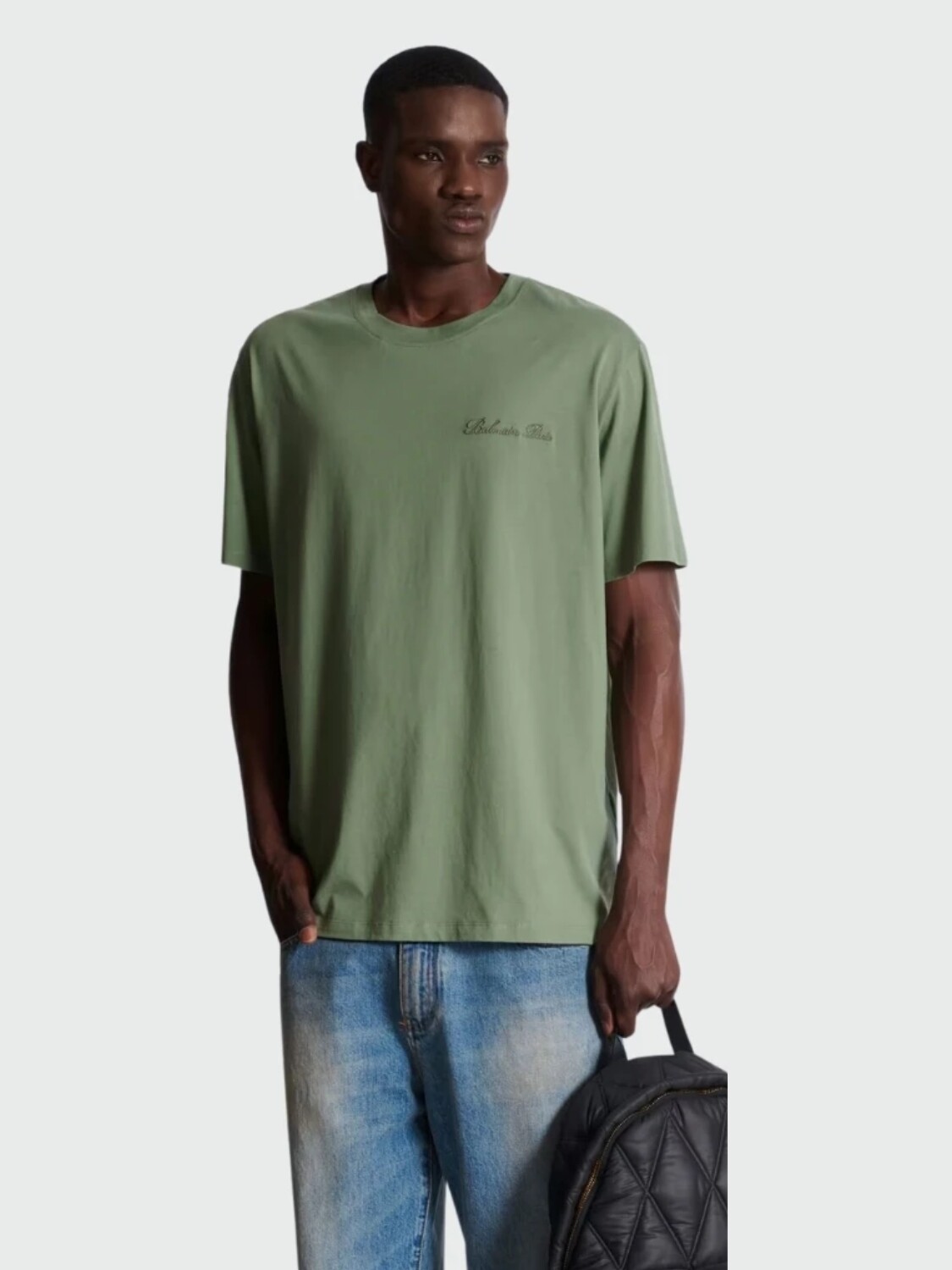 Balmain - Remera de corte holgado con discreto bordado Balmain signature Verde