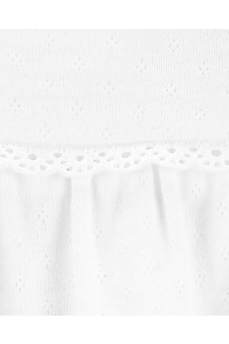 Body de algodón calado, con volados, blanco Sin color