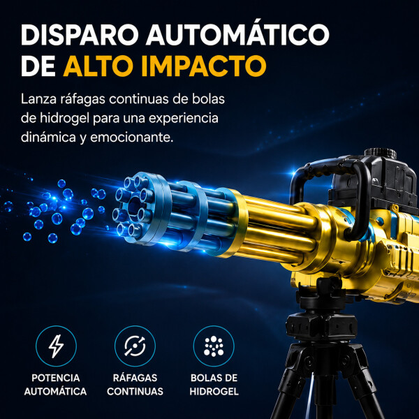 Ametralladora Automática Hidrogel + Trípode Recargable Color Amarillo